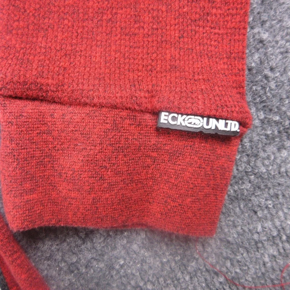 Ecko Unltd Sweater Mens XL Red Waffle Knit Crewneck Pullover Long Sleeve Logo‎
